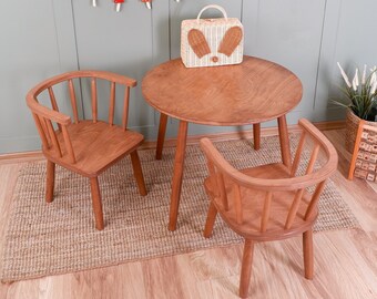 Windsor Style Wooden Kids Chair and Table Set: Merge Traditional Grandeur with Contemporary Design - Christmas Gift for Kids