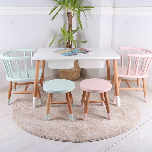 Wooden High Chair With Table - Etsy