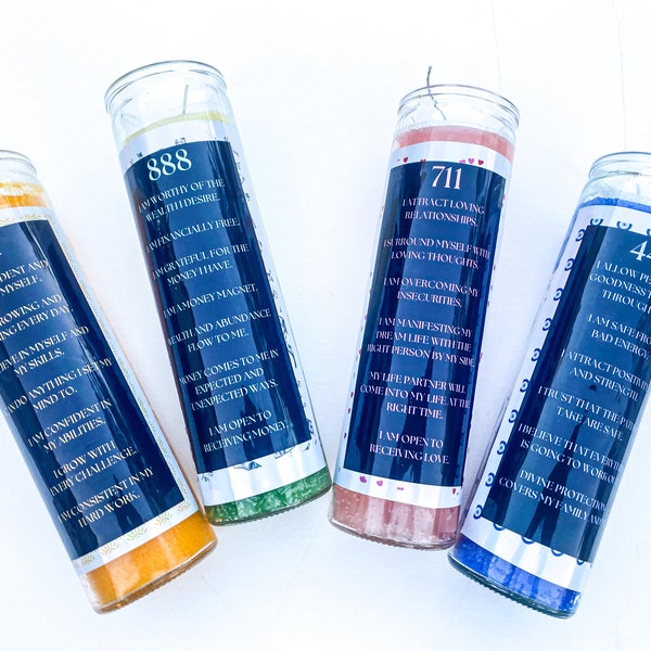 Energized and Anointed Affirmation Prayer Candles For Rituals, Alters, Affirmations and Meditation