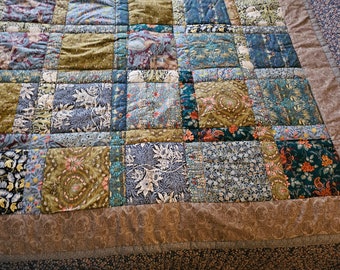 Homemade william morris patchwork quilt/ throw