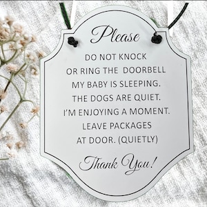Baby Sleeping Sign, Don&#39;t Ring Doorbell, Front Door Sign, Do Not Disturb Sign, Do Not Knock Sign, Baby Shower Gift