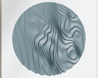 Arte lunar generativo: dibujo lineal con plotter tamaño A3 sobre papel Fabriano