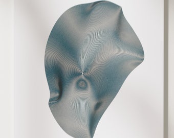 Trazado de pluma con diseño de concha A3: Arte generativo en turquesa y negro