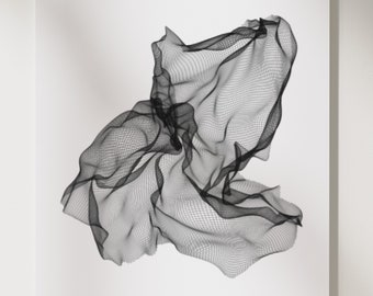 Impresión de diseño de malla abstracta A3, dibujo a tinta de arte generativo
