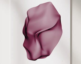 Arte de trama de pluma generativa única, forma moderna de moiré orgánico burdeos