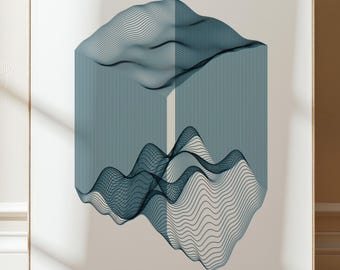 Impresión artística generativa: Trazado con pluma A3, diseño abstracto en relieve