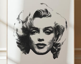 Arte de trazado de pluma de Marilyn Monroe: Retrato en tinta generativa