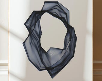 Impresión artística A3 Moiré: Dibujo lineal generativo sobre papel Fabriano