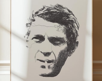 Arte de trazado de pluma de Steve McQueen: Retrato con tinta generativa
