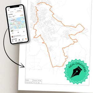 Strava Ride Map | Personalized GPX Route | Cycling Gift for Him | Cycling Gift for Her | A3 Art Print | Pen Plot | Custom Route Map