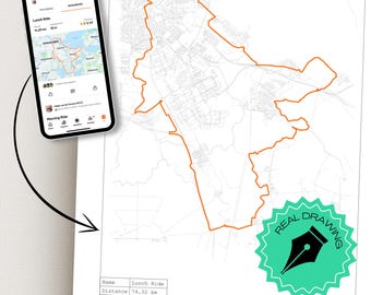 Arte de ruta ciclista personalizado: Mapa de trazado de bolígrafo personalizado, Strava GPX