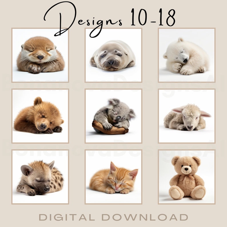 Baby Animal Prints, Printable Nursery Wall Art, Baby Animal Poster