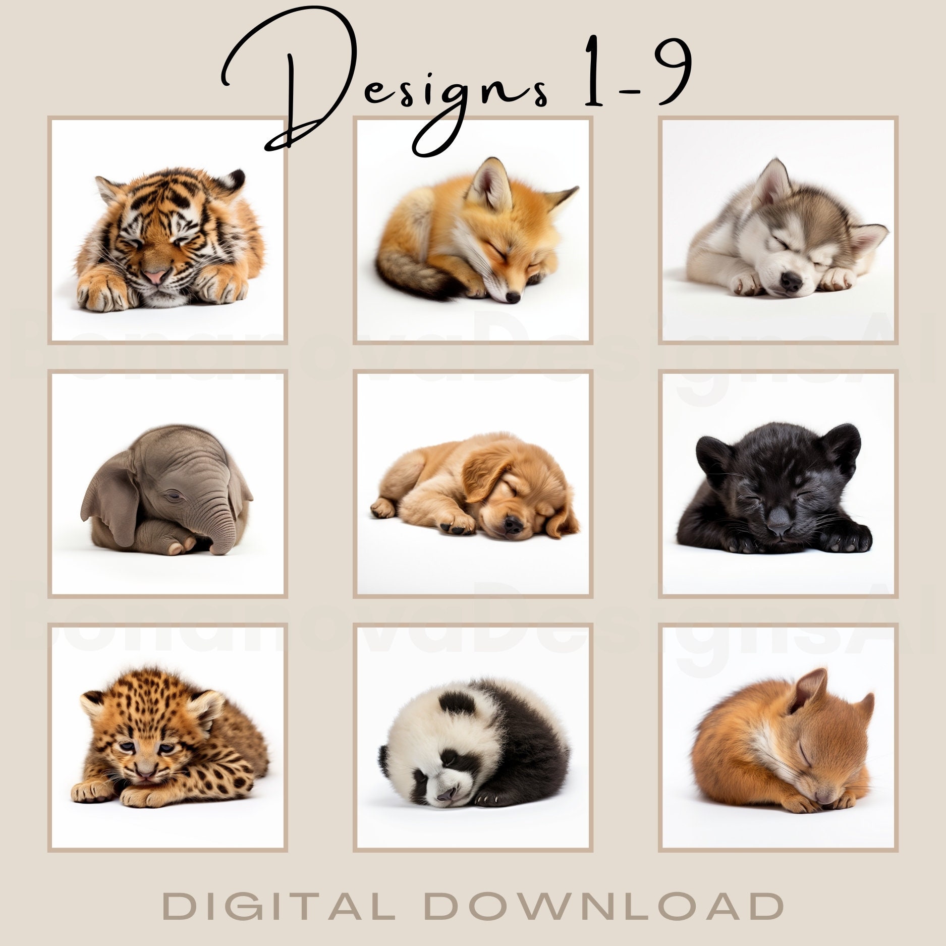 Baby Animal Prints, Printable Nursery Wall Art, Baby Animal Poster ...