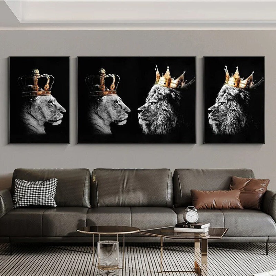 Lion King and Queen Posters Print Wall Art Canvas Painting - Etsy