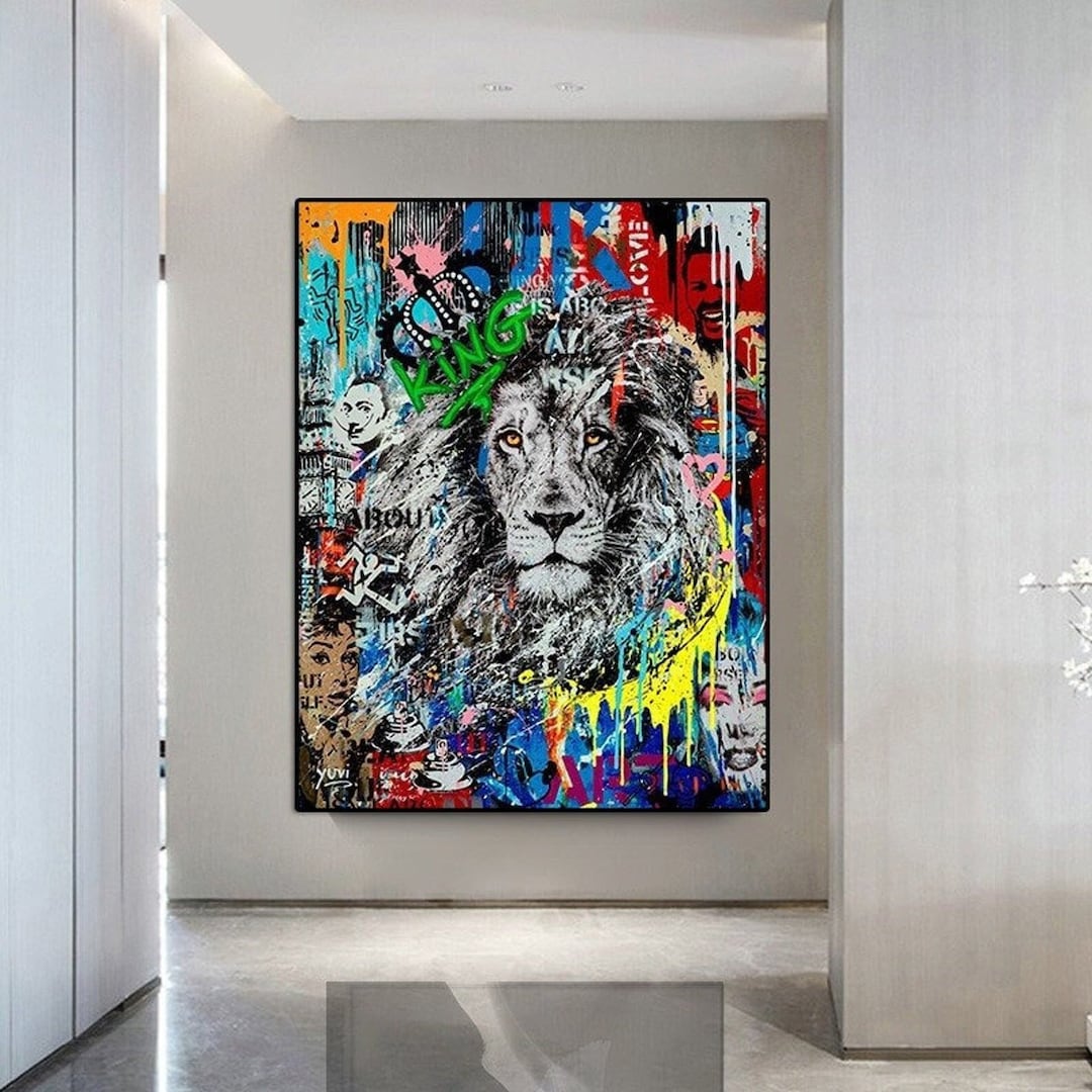 Lion Graffiti Art Canvas Paintings on the Wall Art Posters - Etsy