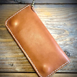 Cartera de camionero • Cuero con brida inglesa (Wickett & Craig) • Grillete de latón • Cartera plegable hecha a mano • Cartera larga de motociclista • Billetero tradicional