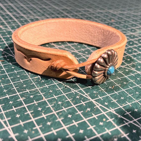 Western Turquose Flower Concho Stretch Bracelet/cuff Bracelet - Etsy