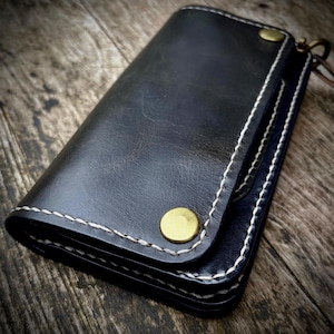 Monster trucker wallet. XXL biker wallet. Veg tan leather, solid brass hardware, handmade