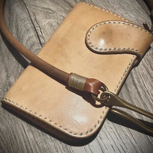 Biker wallet 004 • premium veg tan leather • six card slots • large pocket for cash • handmade trucker wallet • men’s billfold wallet