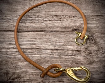 Handmade wallet lanyard. Veg tan leather wallet chain. Solid brass hardware.