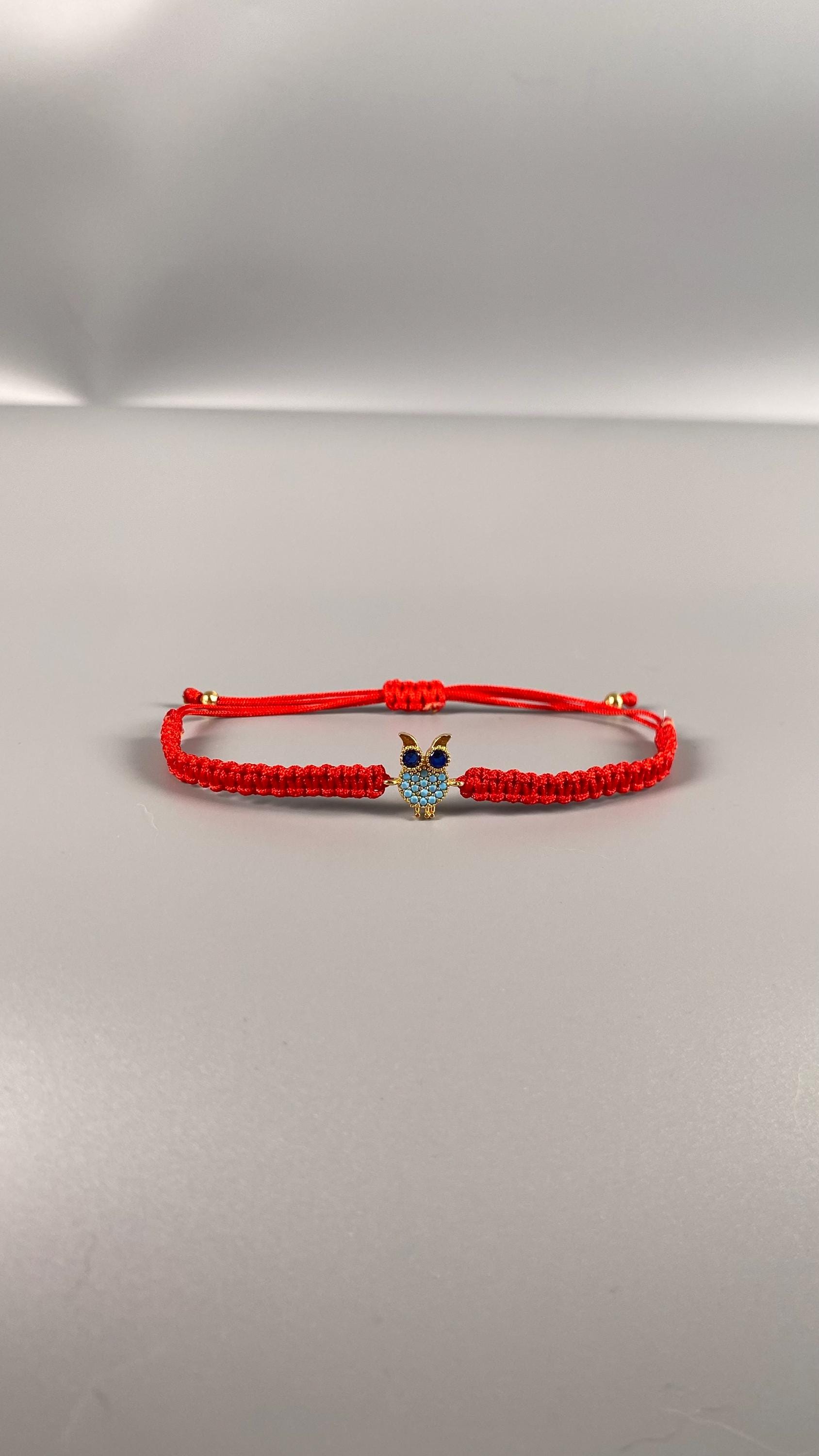 Owl Bracelet Adjustable Red String Bracelet Black Cord Bracelet Zircon Owl Charm Minimalist Lucky Br