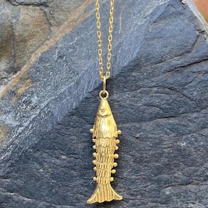925 Sterling Silver Fish Necklace, Gold Fish Pendant, Minimal Chain Necklace, Fish Jewelry Gift for Her
