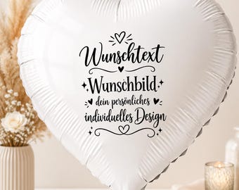 Personalisierter Heliumballon mit Wunschtext & Wunschbild | Herzballon individuell bedruckt | Geschenk Geburtstag Hochzeit Einschulung
