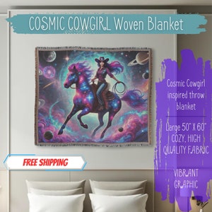 Cosmic Cowgirl Throw Blanket: Space Western Decor