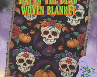 Calavera Sugar Skull Blanket: Day of the Dead Halloween Decor