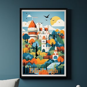 Edinburgh Print Edinburgh Castle Poster Travel Poster Edinburgh Scotland Travel Print Scotland Poster Edinburgh Wall Art Scotland UK Poster