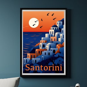 Santorini Travel Poster Wall Art Print Santorini Poster Santorini Print Oia Art Print Travel Print Santorini City Print Greece Gift For You