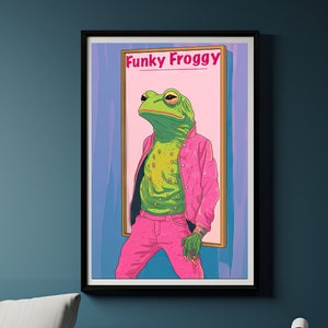 Funny Frog Print Bedroom Wall Art Funny Dancing Frog Home Decor Wall Art Ideas Frog Art Print Frog Decor Poster Frog Aesthetic Art Print