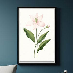 White Bat Flower Art Print Elegant Floral Wall Decor Exotic Botanical Illustration Nature Inspire Minimalist Wall Hanging Unique Bloom Print