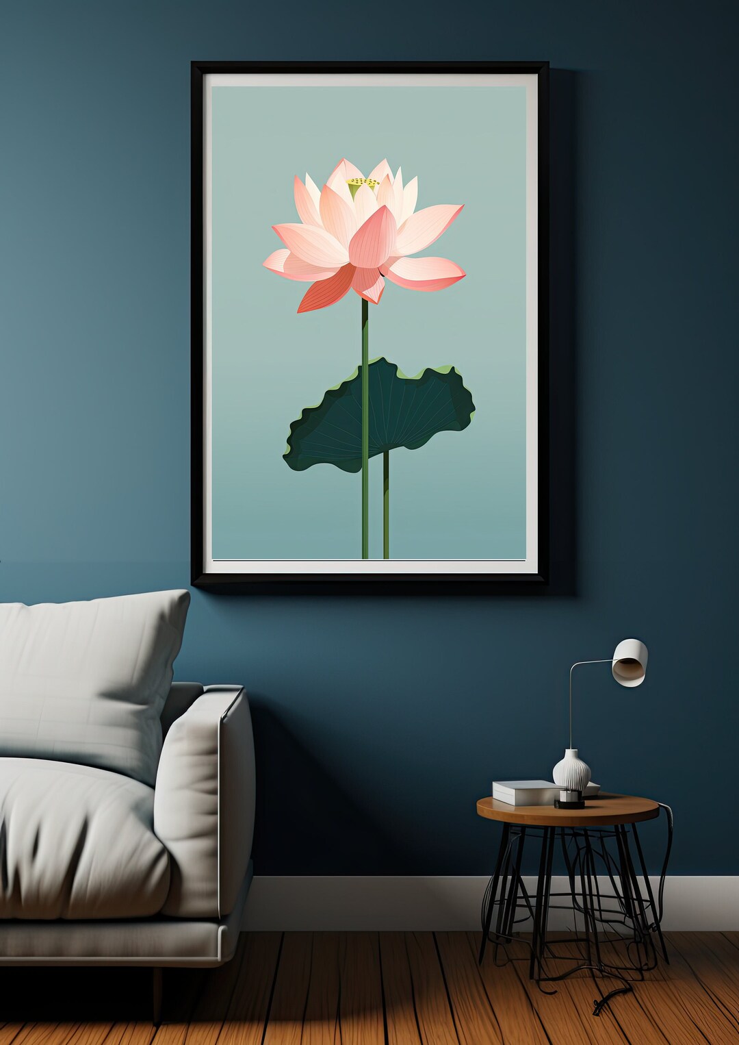 Lotus Flower Art Print Botanical Wall Decor Floral Artwork Illustration ...