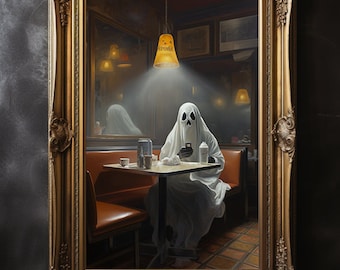 Ghost Print Gothic Home Decor Art Print Spooky Poster Halloween Cottagecore Painting Gothic Gift Spooky Art Dark Academia Spooky Halloween