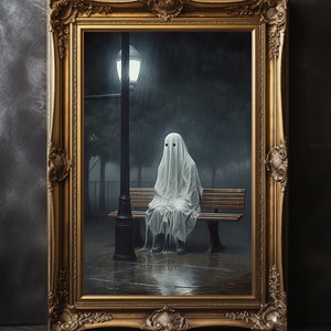 Ghost Print Gothic Home Decor Art Print Spooky Poster Halloween Cottagecore Painting Gothic Gift Spooky Art Dark Academia Spooky Halloween