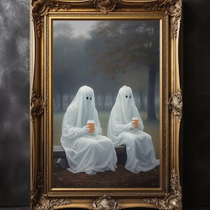 Ghost Print Gothic Home Decor Art Print Spooky Poster Halloween Cottagecore Painting Gothic Gift Spooky Art Dark Academia Spooky Halloween