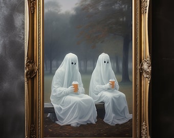 Ghost Print Gothic Home Decor Art Print Spooky Poster Halloween Cottagecore Painting Gothic Gift Spooky Art Dark Academia Spooky Halloween