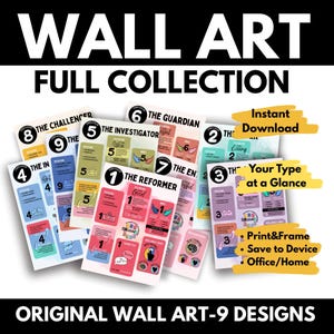 Enneagram Art Prints | Digital Download Wall Art |  All Enneagram Types Posters |  Collection of  9 Enneagram Types Original Art Decor