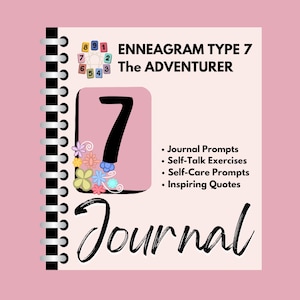 Enneagram Type 7 Journal, Personal Growth Journal Prompts, Enneagram 7 Journaling, Coaching and Therapy Journals for self awareness.