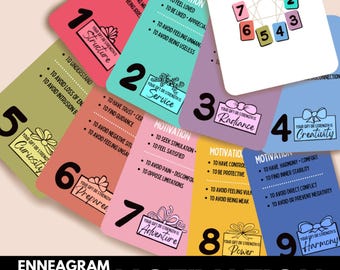Tarjetas de motivación del Eneagrama: Herramienta de aprendizaje FUNeagram™ (PDF imprimible)