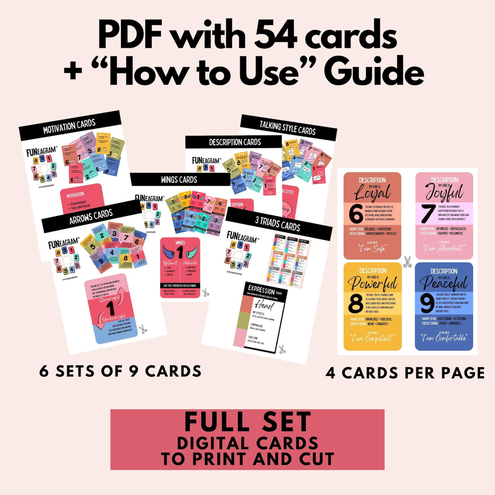 Enneagram Cards Set: Descriptions, Motivations, Styles (PDF Printable ...