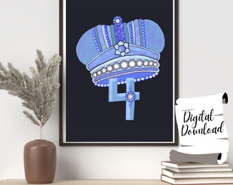 Enneagram Type 4 Art: The Individualist Crown Illustration (Digital Download, PDF & PNG Files)