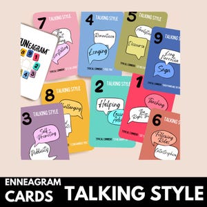 TALKING STYLE-kaarten voor enneagramtypen. Digitale enneagramkaarten voor persoonlijke groei. Leer en onderricht het enneagram. Verbeter de communicatie.