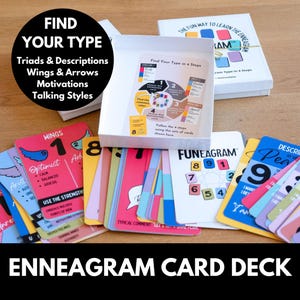 Baralho de cartas do Eneagrama | Encontre seu tipo de Eneagrama em 4 etapas | Cartas para aprender a ferramenta de autodescoberta do Eneagrama | Cartas para comparar todos os 9 tipos
