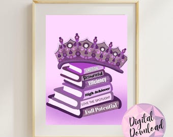 Enneagram Type 3 Crown Art: Empowering Achiever Illustration (Digital Download)