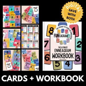 Enneagram Workbook plus the set of cards. Learn the Enneagram step-by-step. Color-coded, visual graphics, see the full Enneagram at a glance