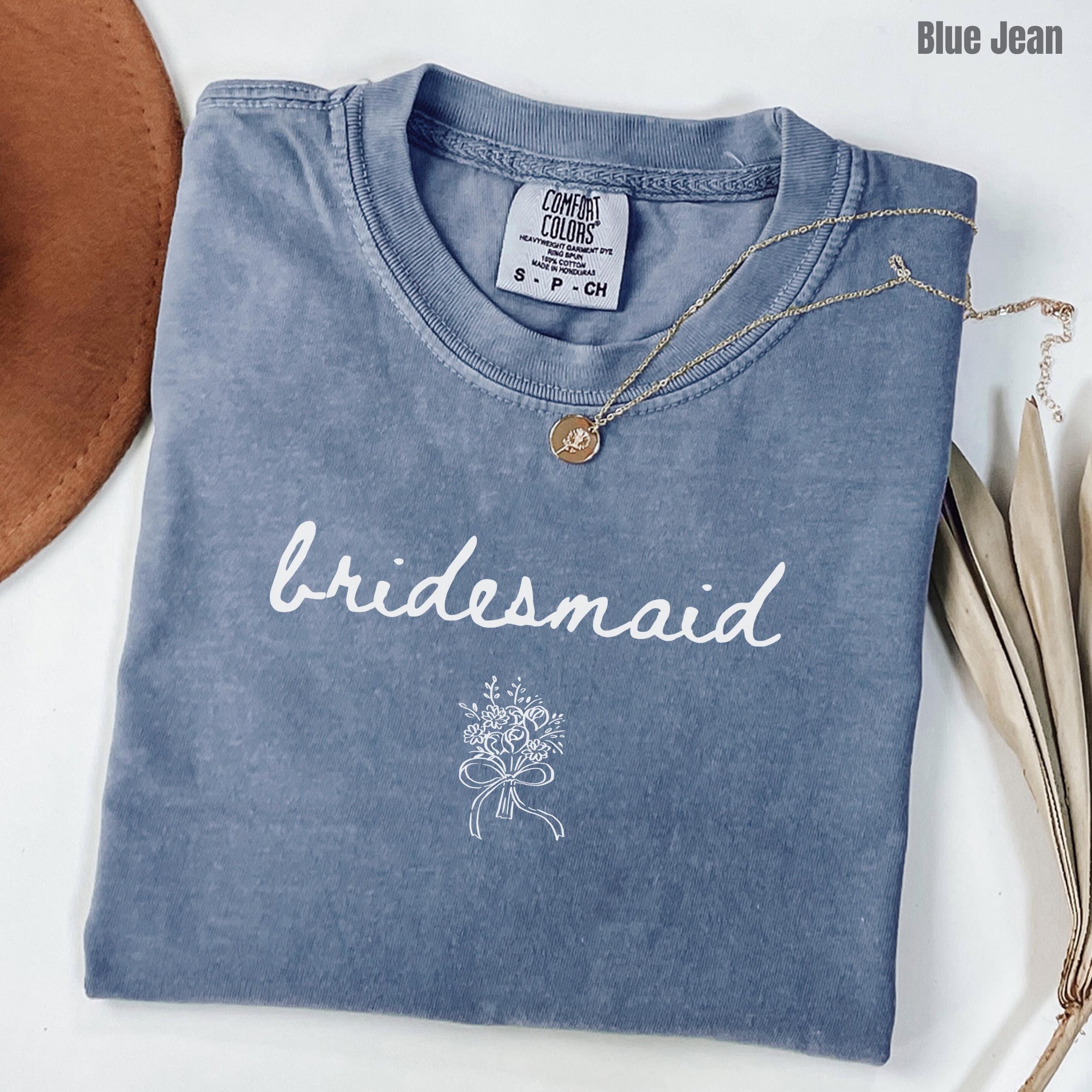 Something Blue Crew Shirt, Coquette Minimalist Tshirt Bridal Party Gift, Grandmillenial Bride, Trendy Engagement Party Tee, I do Crew Shirts