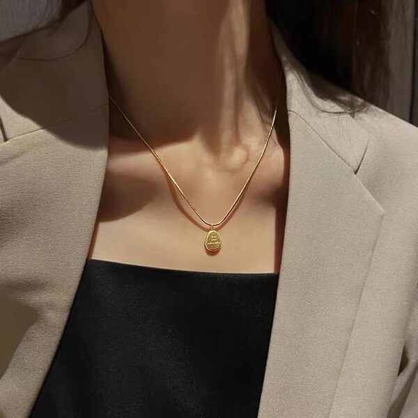 New Irregular English Letter Pendant Gold Color Stainless steel Necklace Fashion Jewelry For Women's Indelible Accessories