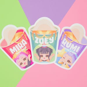 Huntrix Ramen Pot Stickers | Matte Vinyl Stickers | Kpop Demon Hunters | Kawaii Aesthetic | Sticker Pack | Colourful Stickers